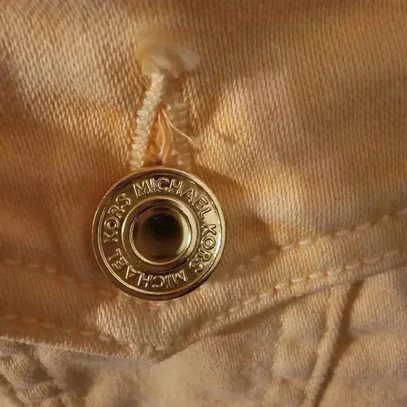 Michael Kors Peach Stretch Denim Jacket Gold Button Size M - Picture 3 of 5